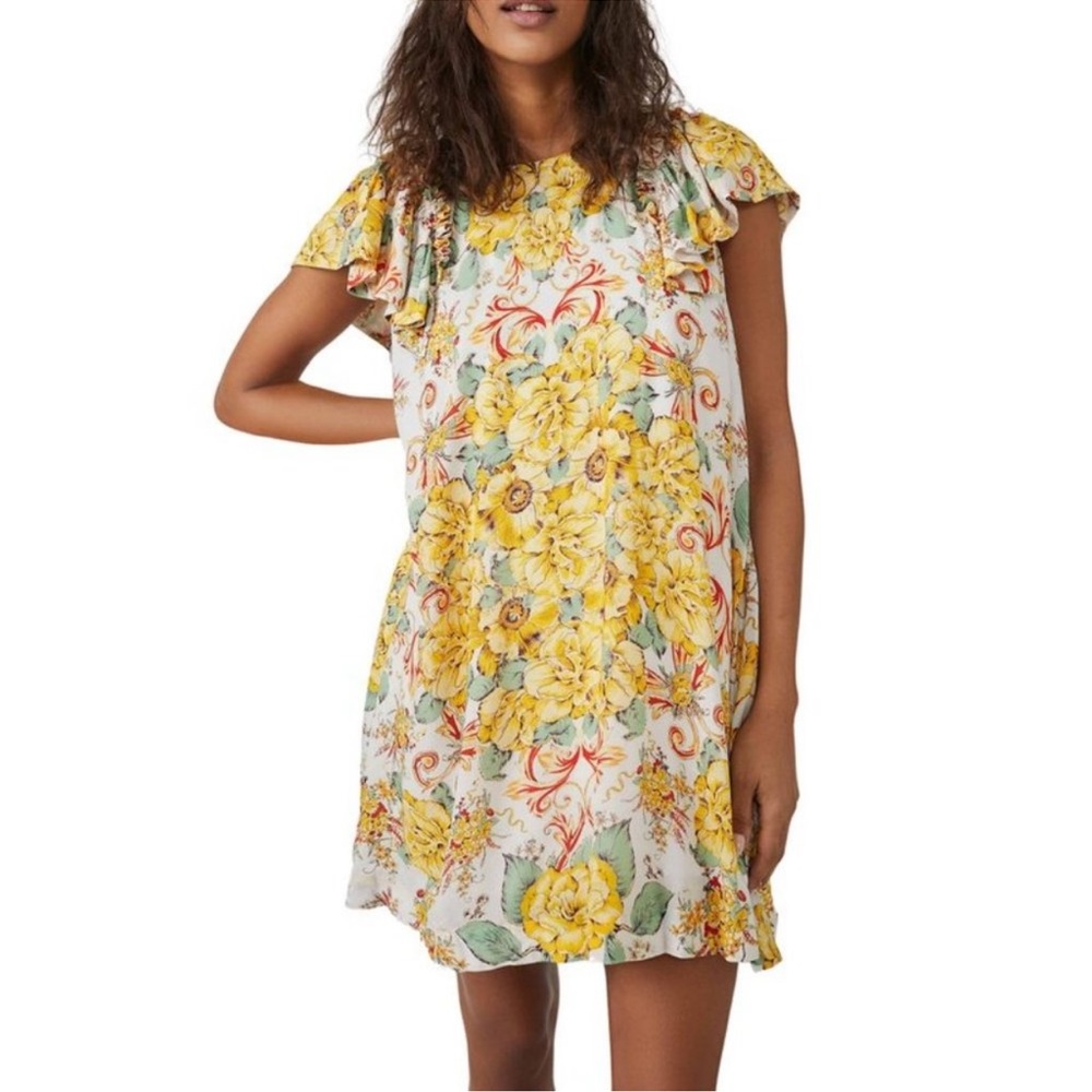 Free People Yara Printed Mini Dress Tea Combo Medium